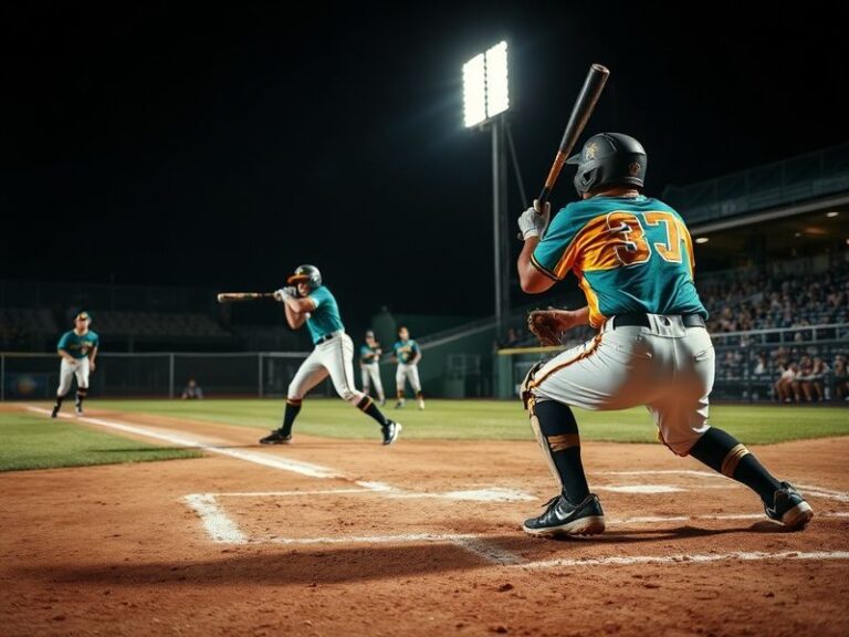 A vibrant shot of Packard Stadium during a night game, with the ASU mascot and a packed crowd in the stands, highlighting the
