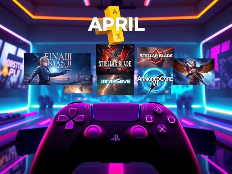 A split-screen promotional image showing the three free PlayStation Plus April 2024 games: Streets of Rage 4 on the left, Hav