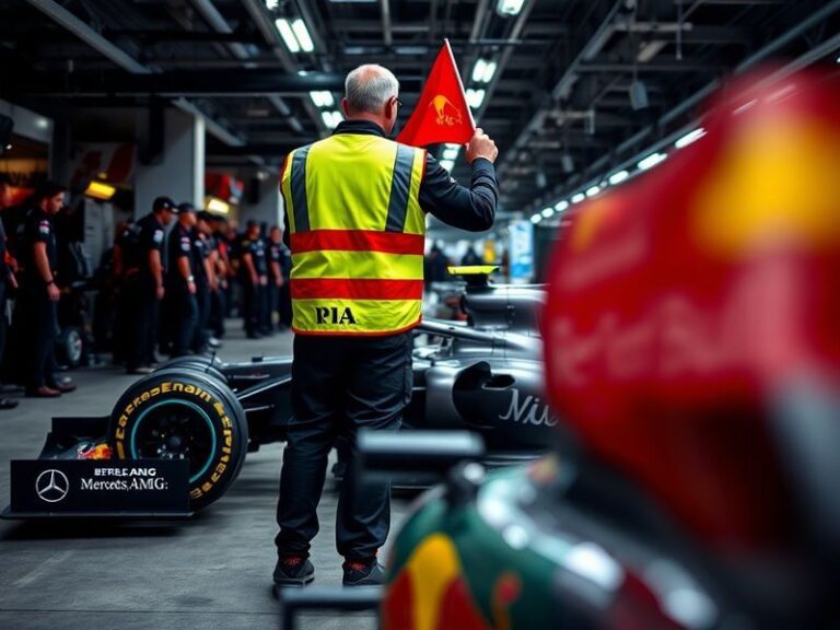 A Formula 1 car navigating a high-speed corner, with aerodynamic details highlighted to emphasize technical regulations and b