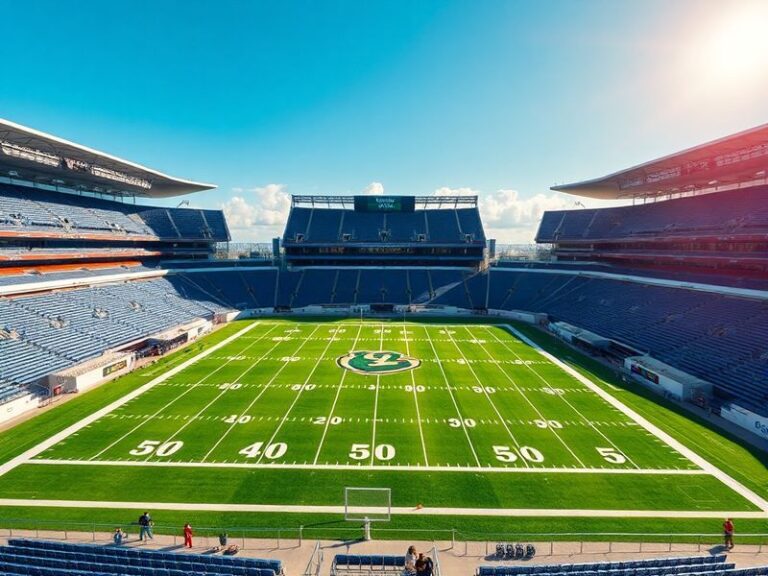 A panoramic view of EverBank Stadium during a Jacksonville Jaguars game, showcasing the open-air bowl design, modern facade,