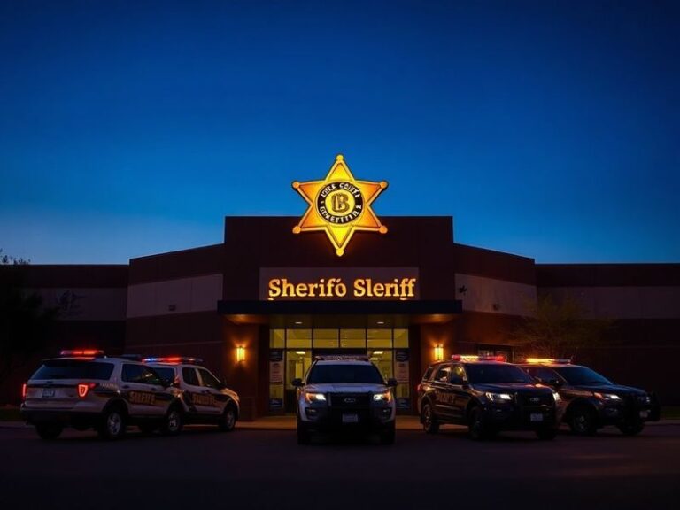 A daytime photograph of a Pima County Sheriff’s Department patrol vehicle parked near a desert landscape, with a mounted unit