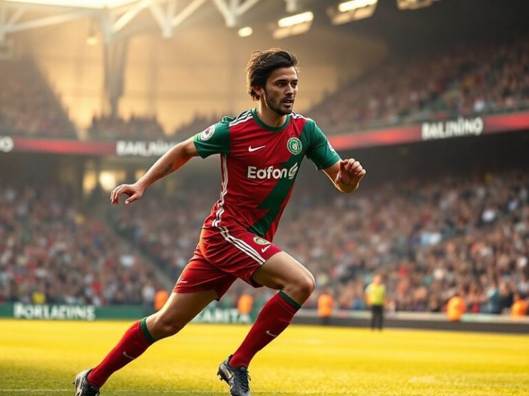 A dynamic action shot of Nuno Mendes in PSG colors, sprinting down the left flank with the Eiffel Tower blurred in the backgr