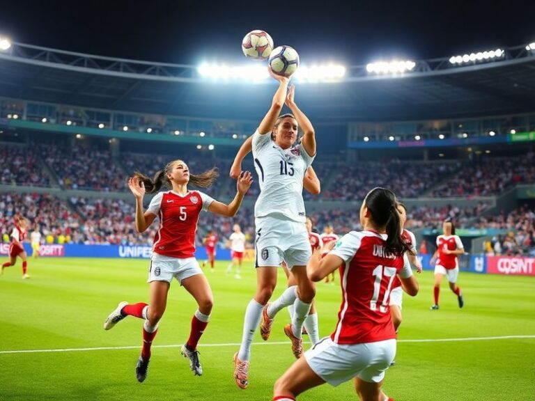 A tense moment from the 2011 Women's World Cup final between the USWNT and Japan, showing Abby Wambach's iconic header and Ja