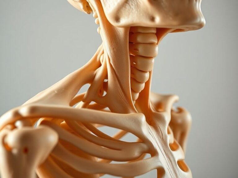 A detailed anatomical illustration of the clavicle bone, highlighting its connection to the sternum and scapula, with a focus