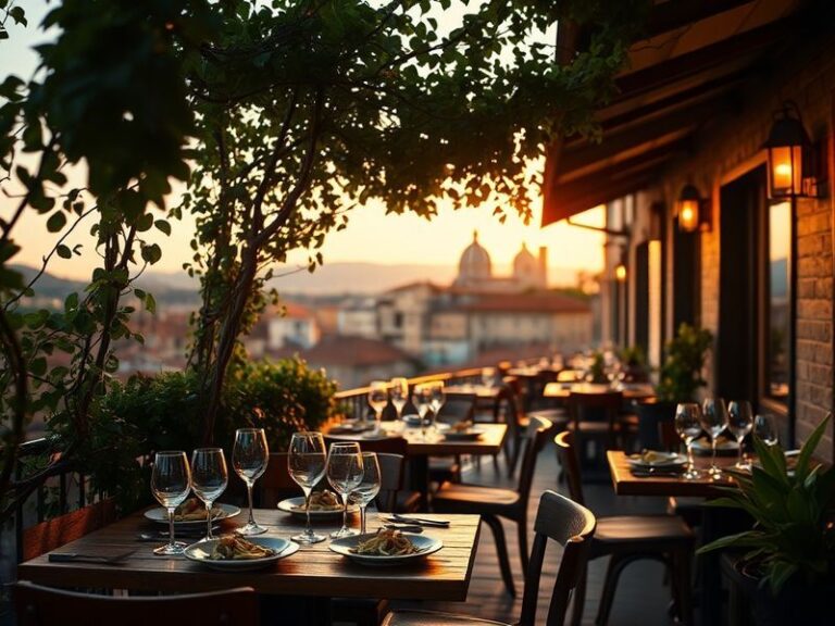 A vibrant scene of an Italian café in Florence, with espresso cups, a plate of fresh pasta, and an open book of Dante's poetr