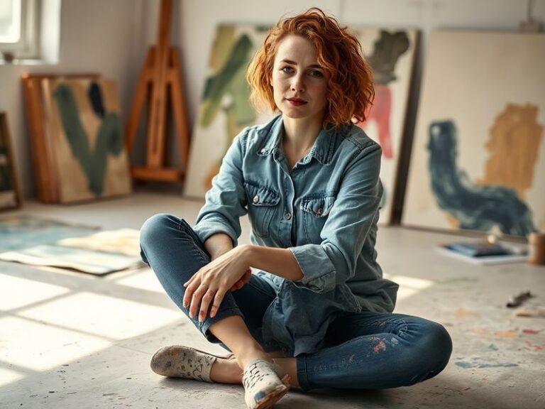 A professional portrait of Lauren Cowell in a stadium setting, holding a microphone and notebook, with a focused expression a