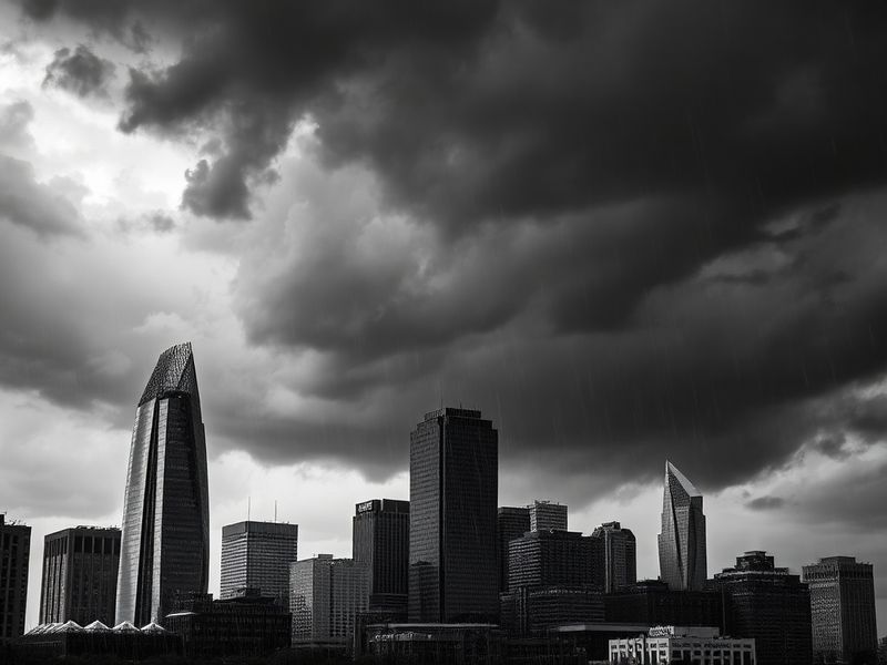 A split-screen image showing a smartphone displaying a Detroit weather app on one side (with a radar map of the city) and a s