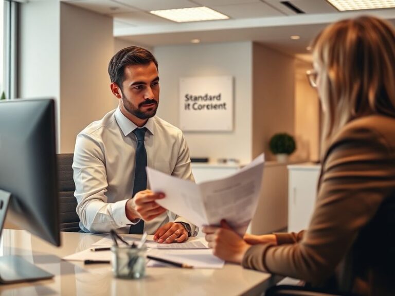 A modern office building with the logos of Standard Life and Aegon UK prominently displayed on the facade, symbolizing their