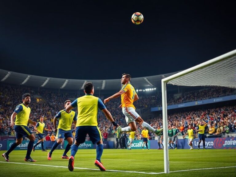 A vibrant stadium scene at Al-Nassr’s home ground in Riyadh, showing fans in green and white, a large banner featuring Cristi
