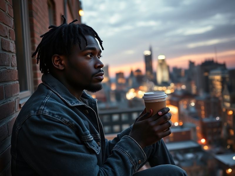 A candid live performance shot of Jeremiah Jackson on stage, bathed in warm stage lighting, mid-song with a soulful expressio