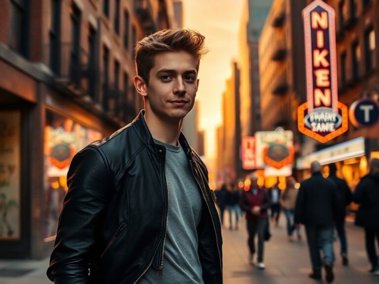 A dynamic photo of Aiden Sherrell in a stadium press box, surrounded by laptops and notebooks, engaging in a press conference
