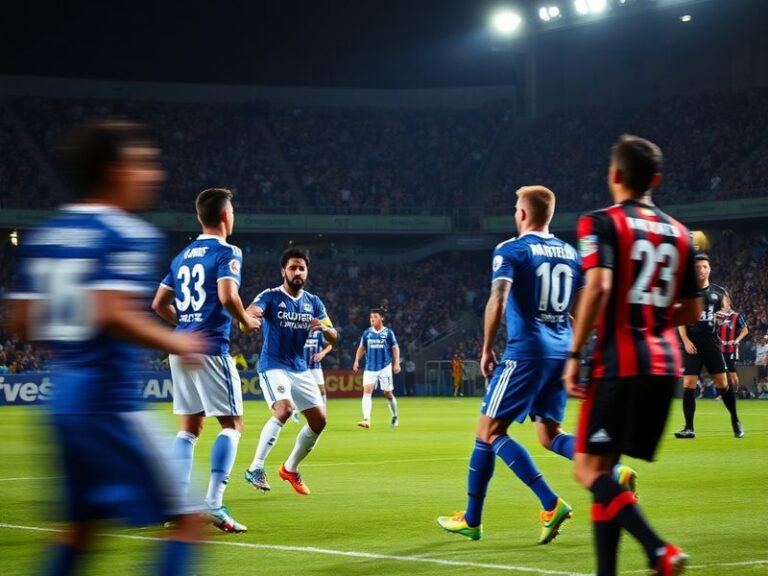 A tense moment from the Cruzeiro vs Universidad Católica match at Mineirão, showing Cruzeiro's players celebrating a goal wit