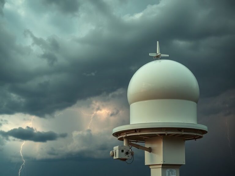 A split-screen image showing KCCI's Doppler radar system on one side with meteorologists analyzing data, and a severe thunder