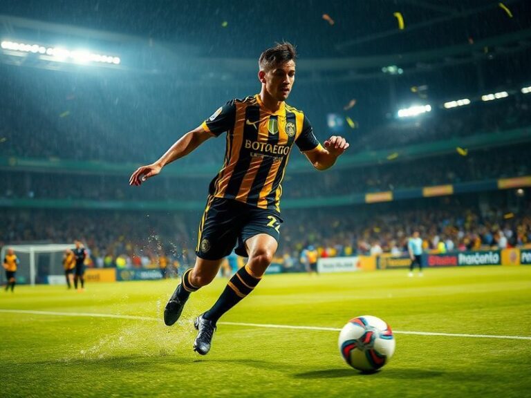A vibrant shot of Botafogo players celebrating a goal at Engenhão Stadium, with fans in black-and-white striped jerseys filli