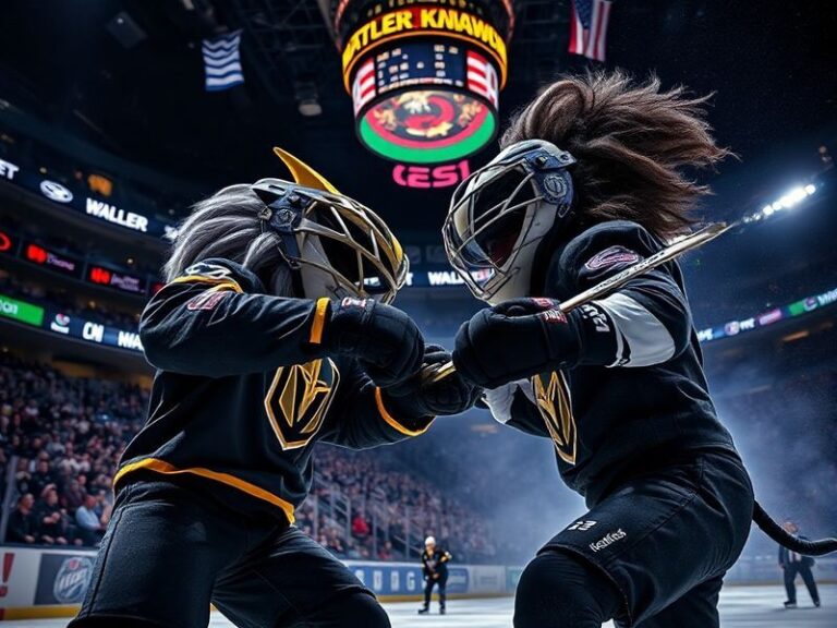 A split-screen image showing the Seattle Kraken’s home arena, Climate Pledge Arena, on one side with its futuristic design an