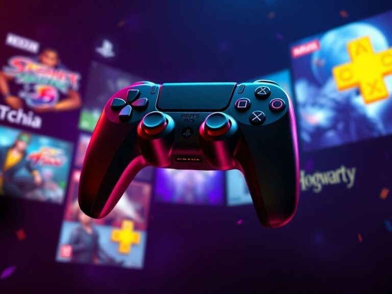 A split-screen promotional image showing key game covers: Final Fantasy XVI, Ghost of Tsushima Director's Cut, Hades, and Ret