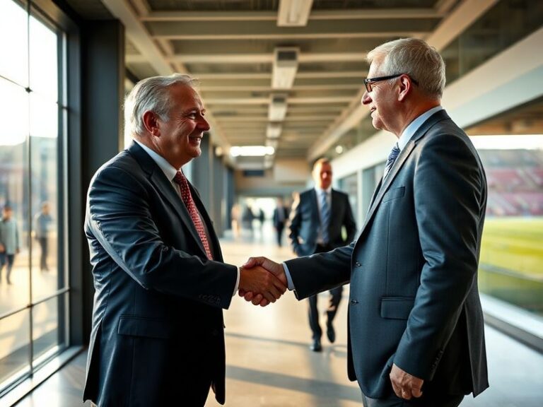 A split-screen image showing a fired football coach in a press conference on one side and in a front-office meeting on the ot