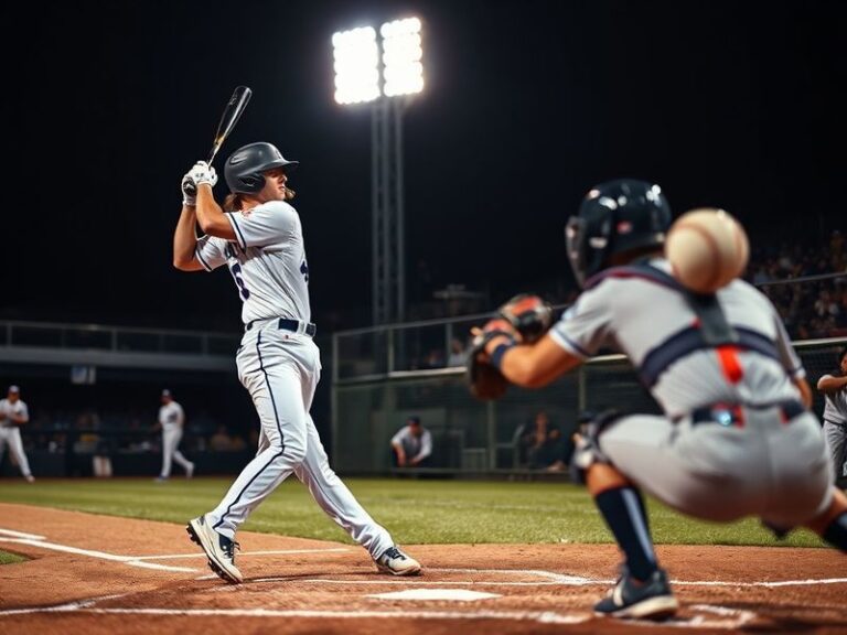 A dynamic action shot of Jake Burger mid-swing at loanDepot Park, bat blurred in motion, Miami Marlins uniform visible, crowd