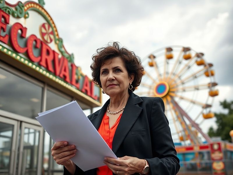 A courtroom sketch-style image showing a woman in a hospital bed with visible back braces, surrounded by legal documents and