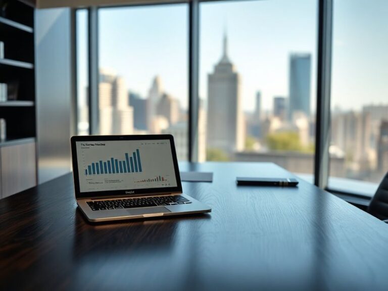 A modern glass-and-steel office building with 'T. Rowe Price' signage, featuring diverse professionals in business attire wal