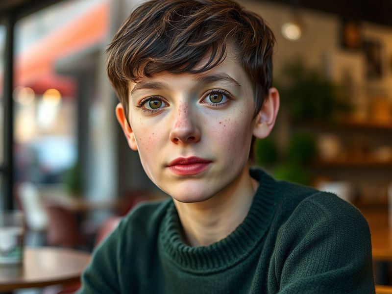 A mid-shot of Asa Butterfield in a thoughtful pose, wearing a neutral sweater, in soft natural lighting against a blurred cit