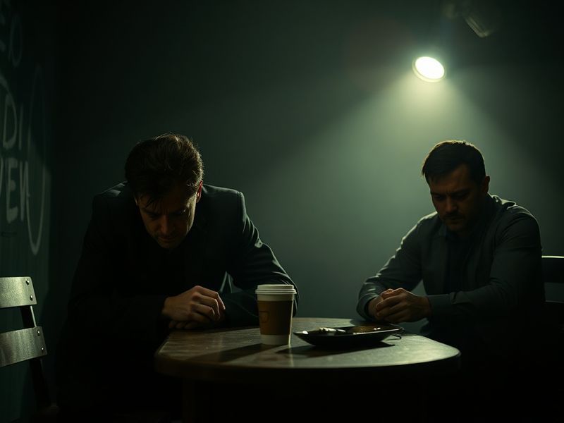 A tense suburban scene shot in muted tones, featuring Steven Yeun and Ali Wong in a heated confrontation in a well-manicured