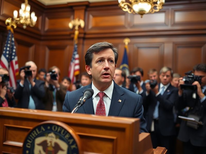A split-image illustration showing Justin Fairfax in a Virginia state capitol building on one side, and on the other, a prote