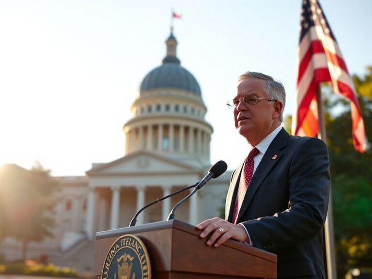 Aerial view of the Virginia State Capitol in Richmond, with a diverse group of leaders walking up the steps, symbolizing gove