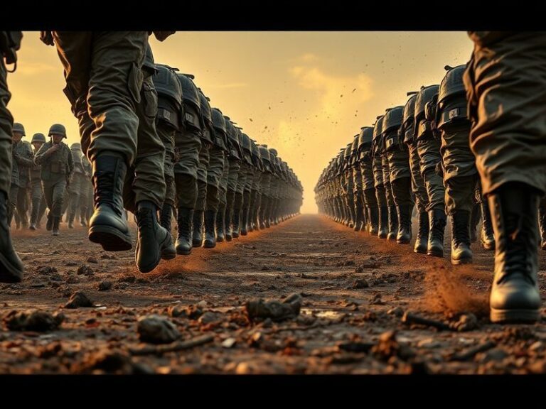A diverse group of activists gathered in a city square, holding signs and banners, with some distributing flyers to passersby
