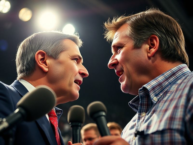 A split-screen image showing Dan Driscoll (left) in a podcast studio with a lively expression, and Pete Hegseth (right) in a