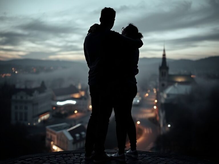 A candid photo of Caroline Schlossberg and Jeff Schlossberg walking together in a park, with soft natural lighting and a rela