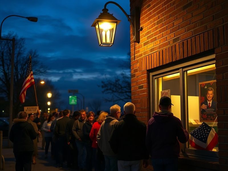 A split image showing Andy Kim and Gerald Bobrow at a debate, with a New Jersey state map overlay and a voting booth in the b