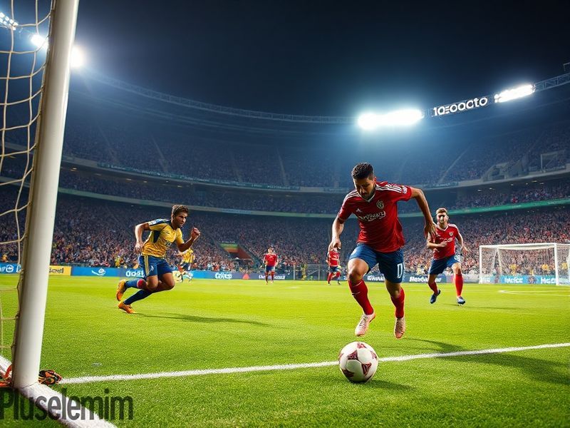 A vibrant image of Flamengo's Gabriel Barbosa (Gabigol) celebrating a goal against Independiente Medellín, with the Maracanã