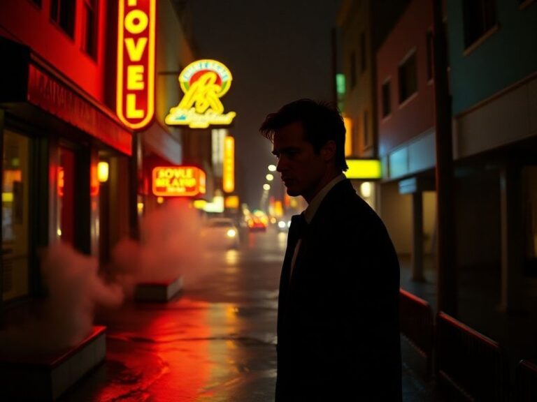 A dark, gritty scene from The Pitt Season 3 featuring a lone survivor navigating the ruins of Pittsburgh at dusk, with flicke