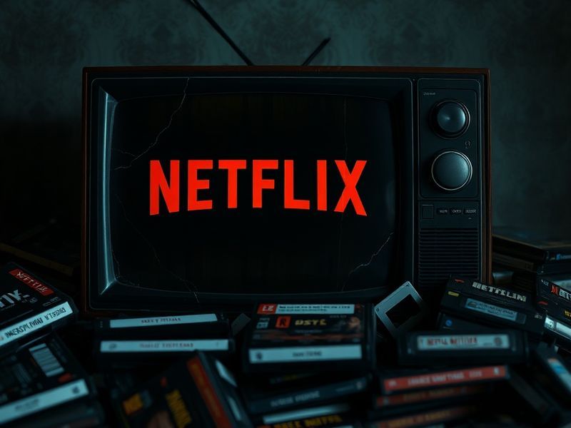 A split-screen image: the left side shows a Netflix homepage with generic thumbnails, while the right side reveals a hidden,