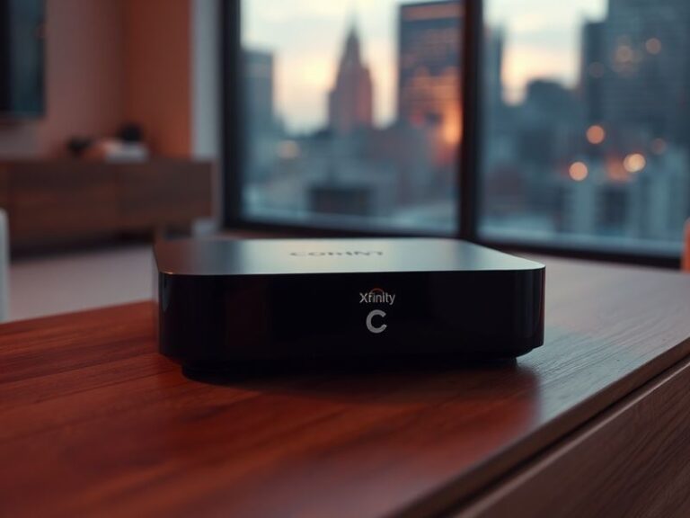 A split-screen image showing a modern Xfinity technician installing fiber-optic cable in a suburban neighborhood, juxtaposed
