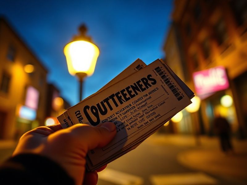 A vibrant concert photo of The Courteeners performing on stage at a sold-out arena, with the crowd in the foreground holding