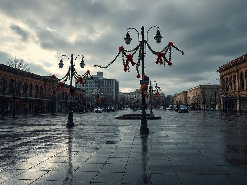 A frustrated traveler checking a cancelled booking on their laptop, surrounded by travel guides and maps, with a scenic outdo