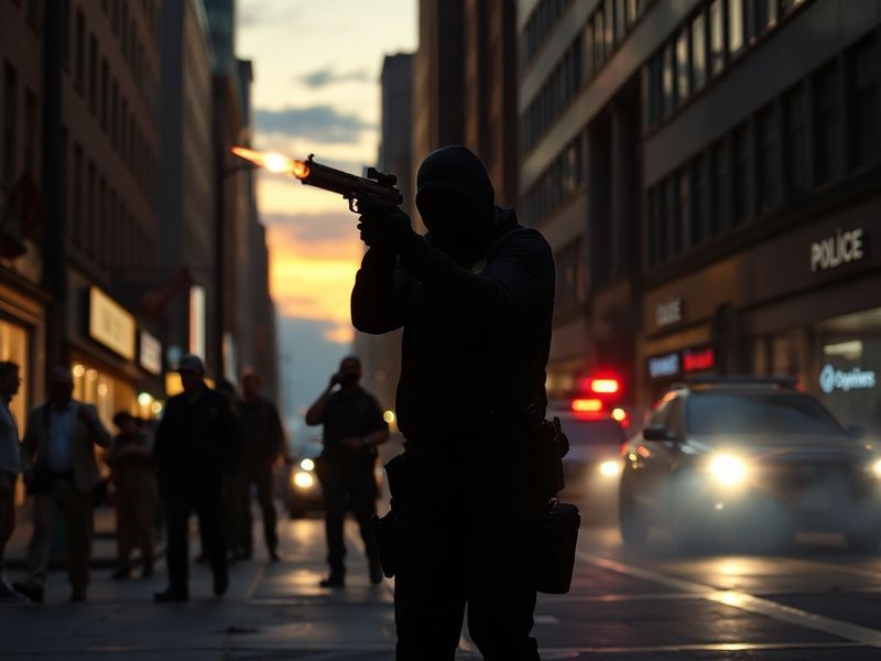 A vintage-style photograph of a 19th-century marksman in period attire aiming a flintlock rifle at a target range, with a mod