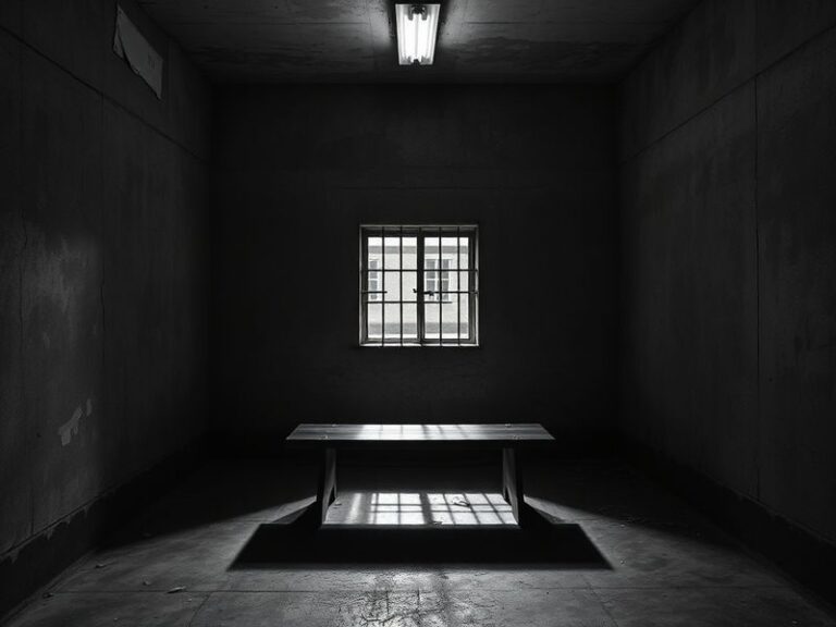 A realistic classroom scene: a solitary student sitting alone in a quiet detention room, facing a blank wall, with a clock sh