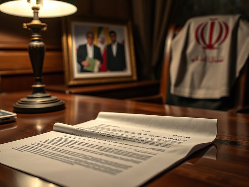 A split-screen image showing the signing ceremony of the Iran nuclear deal in 2015 on one side, and a modern diplomatic meeti