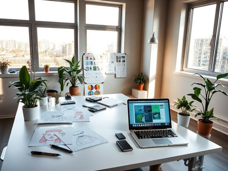 An artistic representation of Claude Design, showcasing minimalistic furniture pieces in a modern living space, with natural