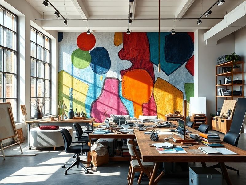 An elegant workspace featuring minimalist design elements, natural light, and a harmonious blend of classic and modern aesthe