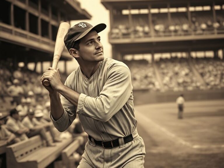 A vintage-style photograph of Garret Anderson in a California Angels uniform, mid-swing during a game at Angel Stadium, with