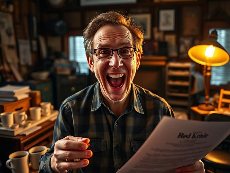 A split-image visual: on the left, a 1980s Chicago improv scene with Odenkirk mid-performance; on the right, a modern promoti