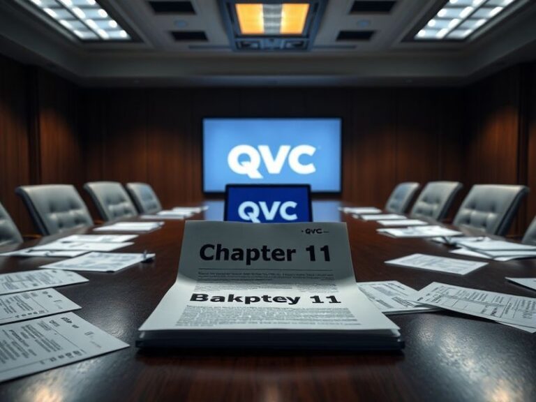 A split-screen image: on one side, a vintage QVC TV broadcast with a host showcasing products; on the other, a modern smartph