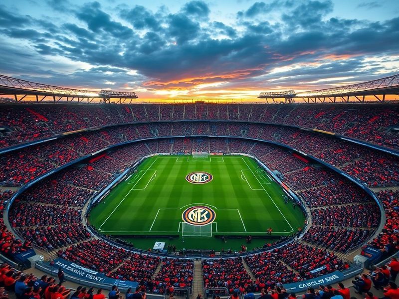 A dynamic shot of Inter Milan players in black-and-blue stripes celebrating a goal against Cagliari in a Serie A match at San