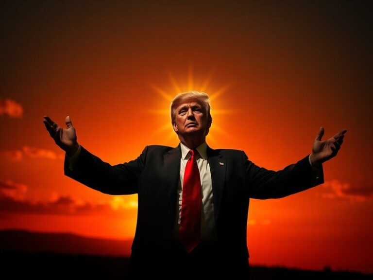 A split-screen image showing the original 'Trump Jesus' meme on one side and a modern adaptation featuring a different politi