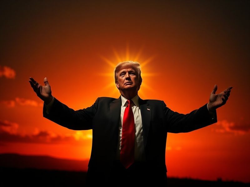 A split-screen image showing the original 'Trump Jesus' meme on one side and a modern adaptation featuring a different politi