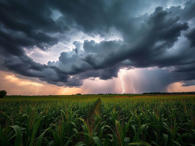 A professional meteorologist in WCIS gear stands in front of a green-screen weather map displaying a severe thunderstorm over